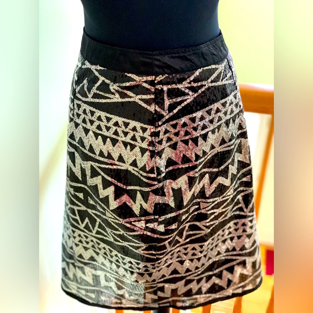Black/silver sequin skirt